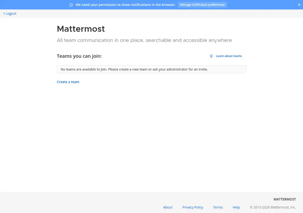 Mattermost native signed-in zero-team onboarding